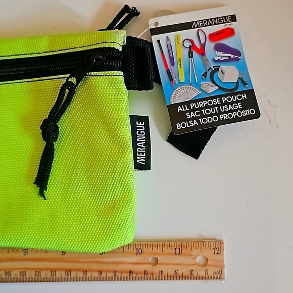 Merangue Double Side Wristlet Bag 2 Zippers 10”X 5.5” All Purpose Pouch Lime - Picture 4 of 4